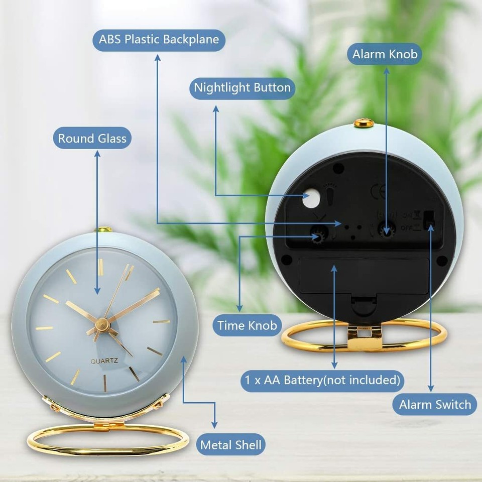 Retro Kids Loudest Alarm Clock Bedside Bedroom Non Ticking Loud Ring