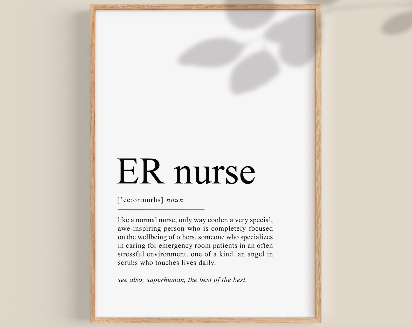 Er Nurse Definition Print Emergency Nurse Gift Emergency Room Nurse Poster