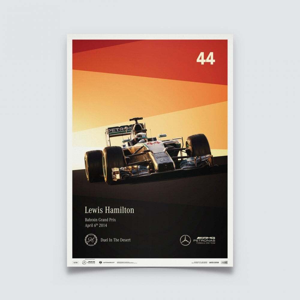 Automobilist Poster Mercedes AMG F1 Team Lewis Hamilton Bahrain 2014 50 x 70 cm