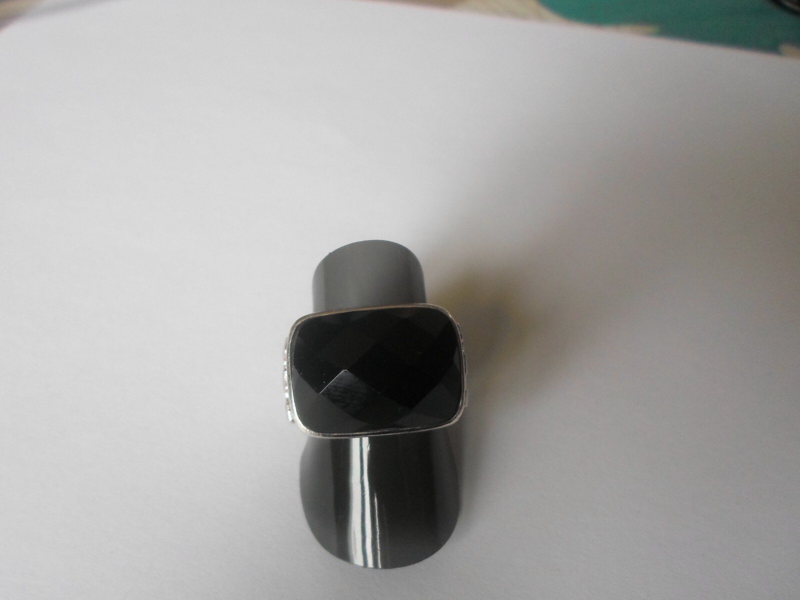 solid silver ring, black rectangle, openwork outl… - image 9