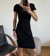 Gorgeous Authentic Chanel Viscose Knit Lion CC Logo Little Black Dress Size 38