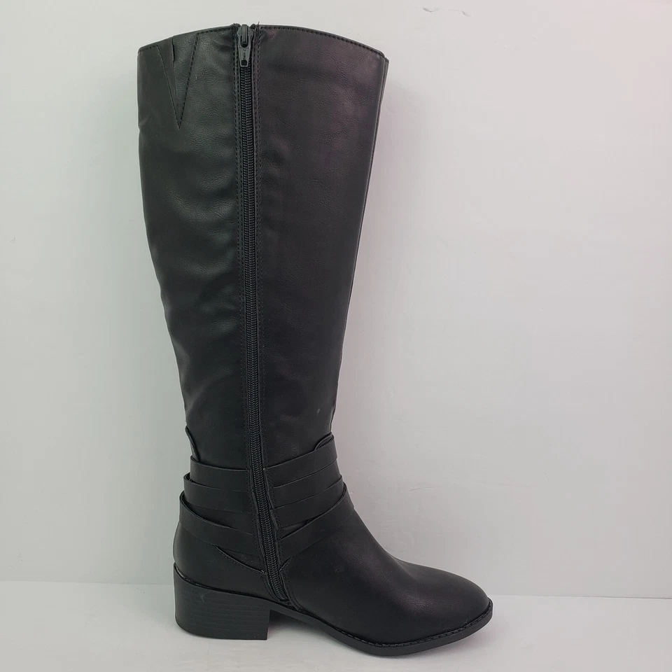 Material Niña Damien Mujer Talla 7 Negro Moda 17" Hasta la Rodilla 1.5" Tacón Botas Foto 4 de 4