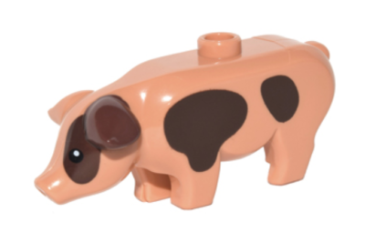 Lego Flesh Pig with Black Eyes, White Pupils Animal Minifigure Big