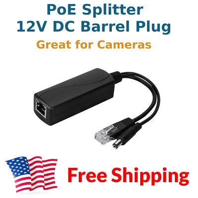48V 12V DC PoE Power Over Ethernet Splitter Camera Barrel Plug Adapter Active