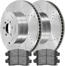 Autoshack Rear Drilled Slotted Brake Kit Rotors Silver and Performance Ceramic P