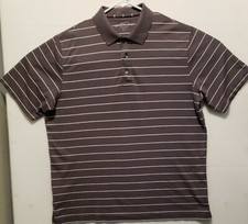 Eddie Bauer Mens Active Fit Short Sleeve golf Polo Shirt large Dark Purple strip