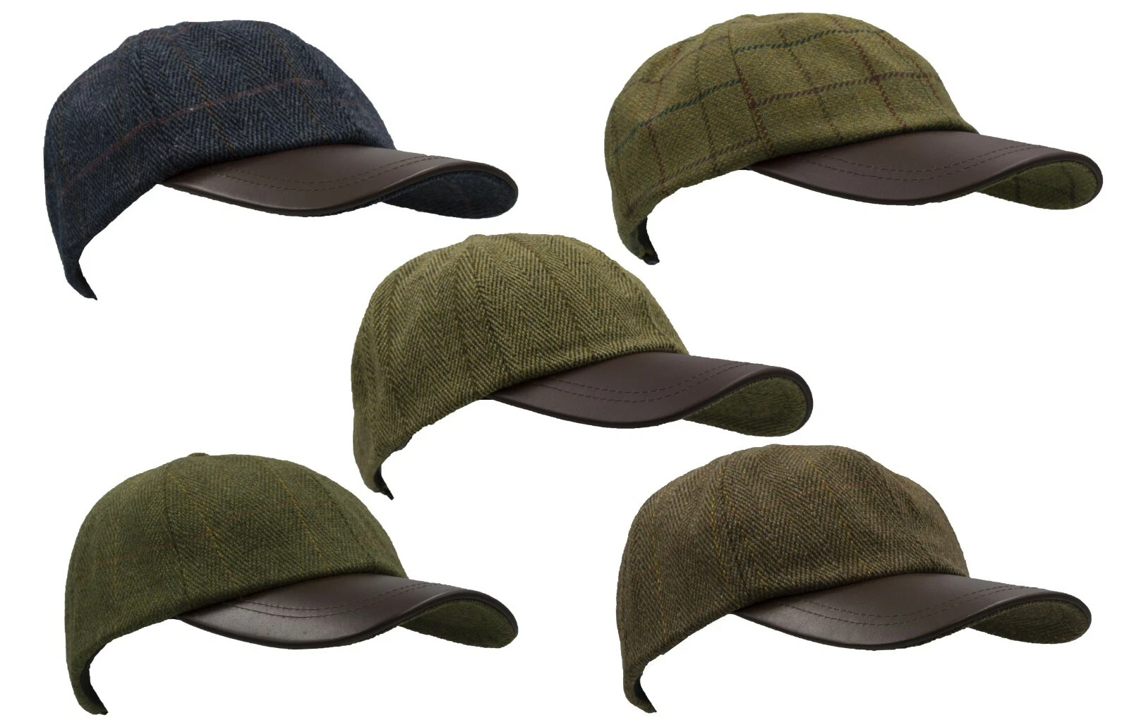 Walker & Hawkes Tweed Baseball LEATHER PEAK Cap Shooting Outdoor Teflon Hat
