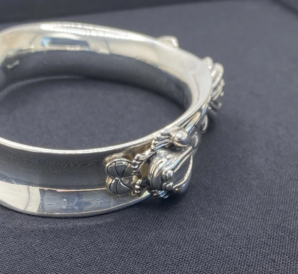 Barry Kieselstein Cord 925 Silver Frog And Lily Cuff Bracelet - Image 4 of 4