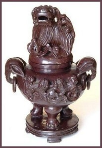Large hand-carved dark brown antique Chinese soapstone censor SALE