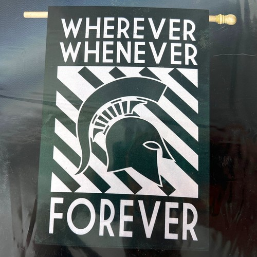 "Bandera de casa de los espartanos de la Universidad Estatal de Michigan 29x43 ""Dondequiera que sea para siempre" - Imagen 6 de 9