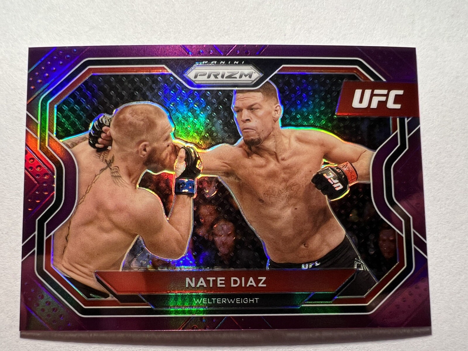 Nate Diaz vs. McGregor 2021 Panini Prizm UFC Purple Refractor Card /149 #115 SP