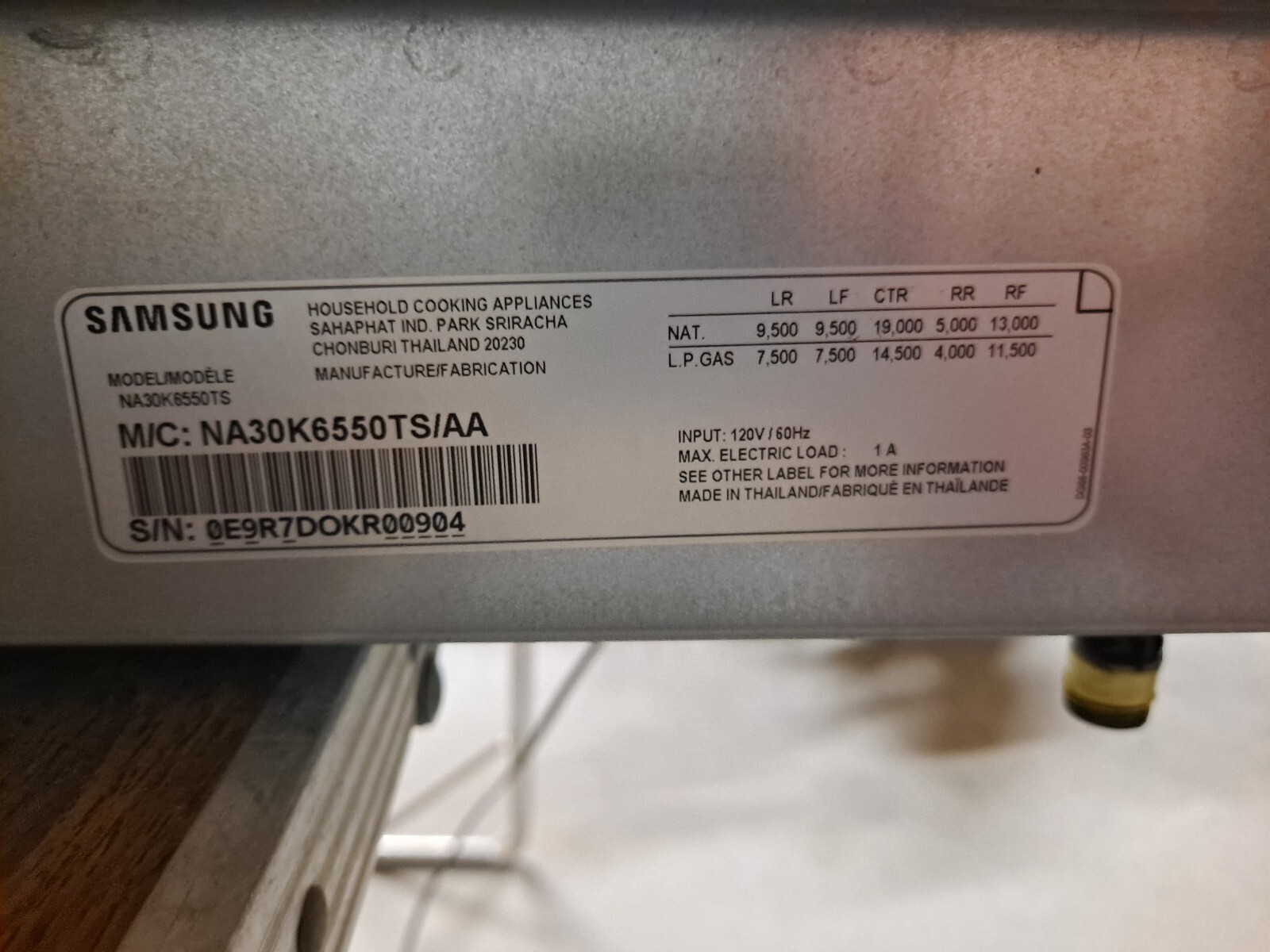 Samsung NA30K6550TS 30" Stainless 5 Burner Gas Cooktop SmartConnect