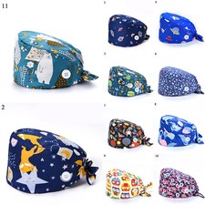 Surgical Scrub Cap Doctor Nurse Bouffant Hat Adjustable Head Cover with Buttons 