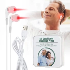 650NM Red Light Ear Therapy Device with 2 Pairs of Replaceable Earplugs and Box