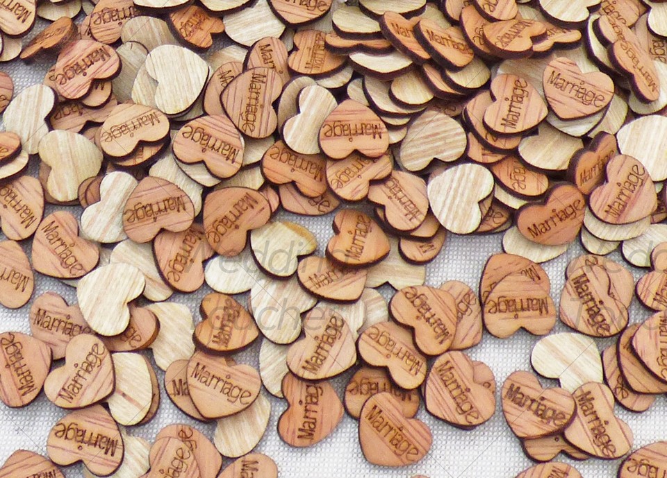 15 Mm Just Married Love Cœurs En Bois Style Shabby Chic Craft