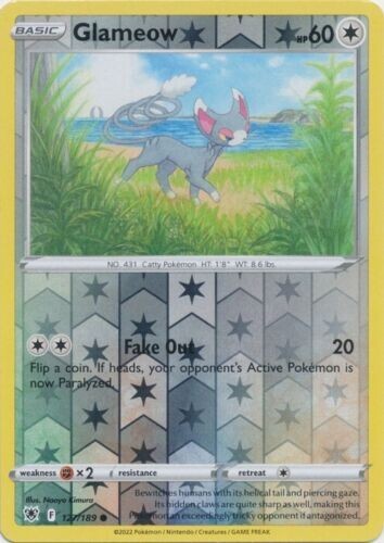 Glameow Reverse Holo Pokemon TCG Card 127/189