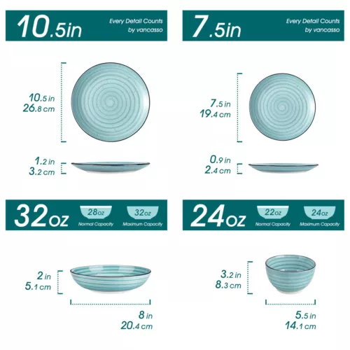 vancasso BONBON 24pc Dinner Set Dinnerware Porcelain Plates Bowls Set for 6 - Picture 2 of 34