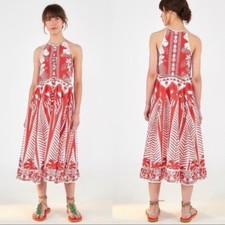Farm Rio Floral Leaf Flowy Eyelet Maxi Dress
