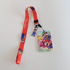 Mario Luigi Princess Lanyard w/ID Badge Holder Hard Acrylic Neck Strap and charm
