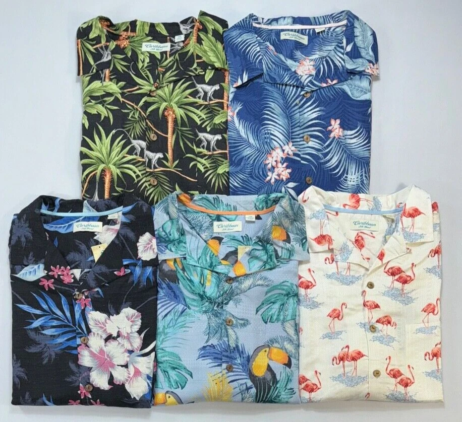 Men's Caribbean Big & Tall Silk Blend Hawaiian Button Front Pocket Shirt NEW
Opens in a new window o