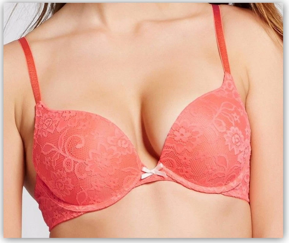 Lote de 3 Sujetadores Push-Up Convertibles Camiseta de Encaje Coral/Negro/Melocotón 32AA Hilaración Foto 3 de 4