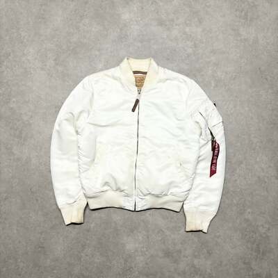 90's ALPHA MA-1 ホワイト made in U.S.A 90's Vintage Alpha Industries White Bomber Jacket (S) | eBay UK