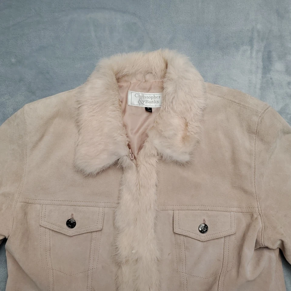 Chaqueta Penny Lane De Colección Para Mujer Grande Rosa Cuero Genuino Forrada De Piel Años 90 Y2K  Foto 3 de 4