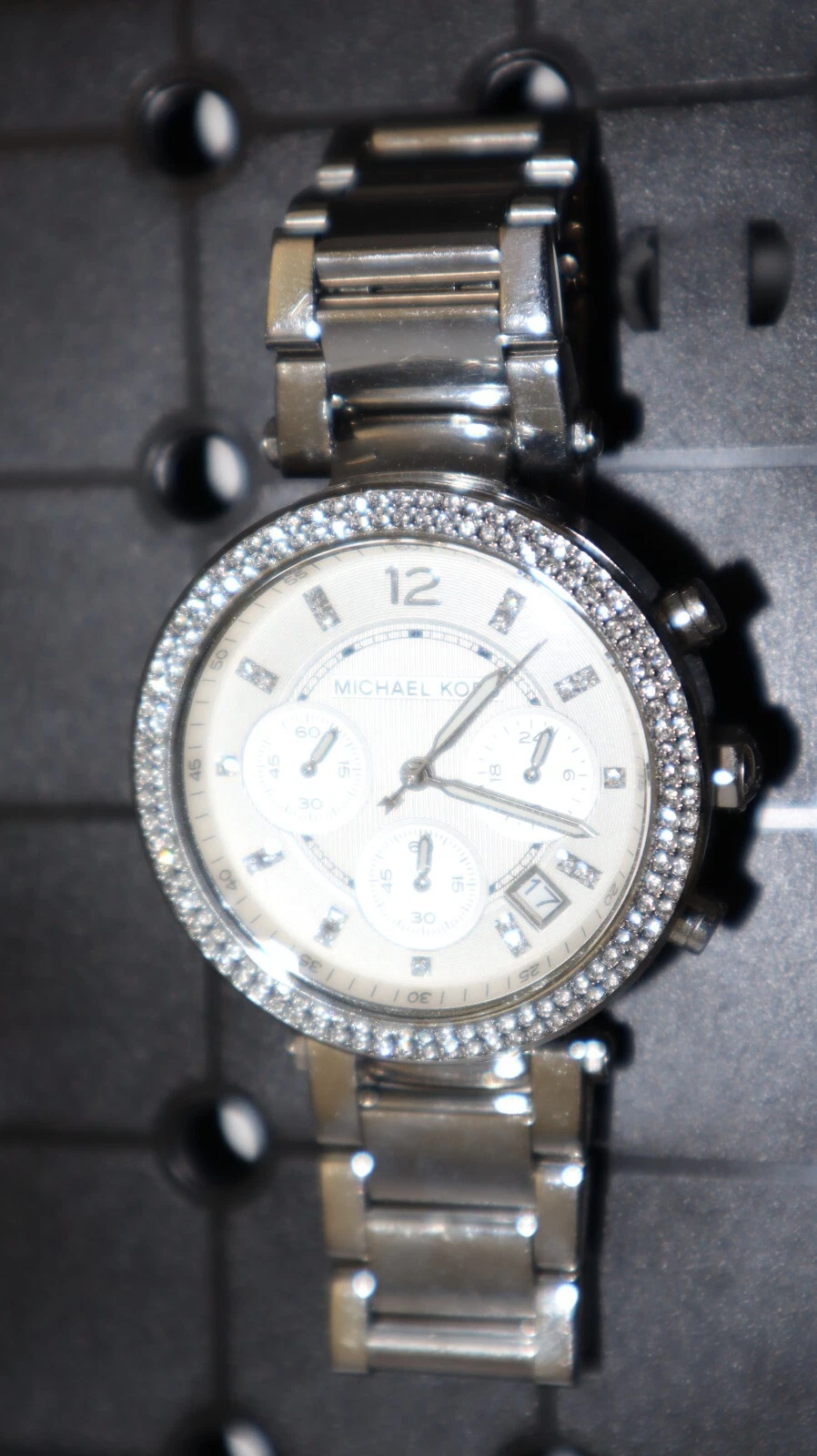 Orologio Michael Kors Parker Donna MK 5353 Cristalli Argento MK5353 Data Batteria Nuova