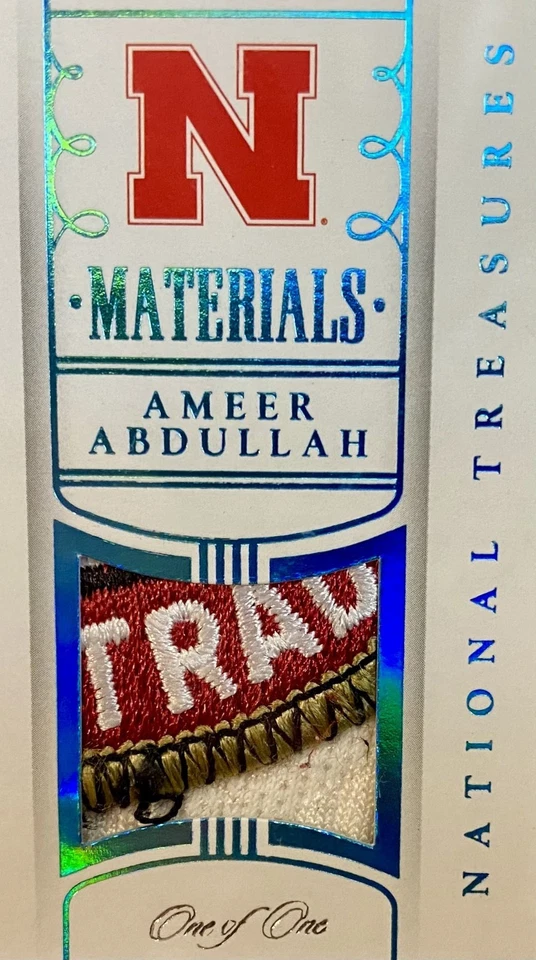 One of One Ameer Abdullah RPA 2015 National Treasures GAME WORN Patch Auto 1/1 - Image 2 of 4