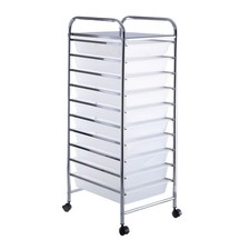 10 Drawer Rolling Storage Cart Organizer with 4 Universal Casters-Clear - Color: