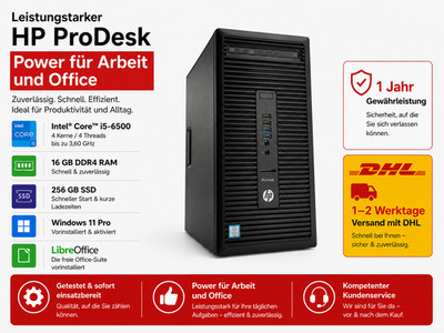 Hp Prodesk Starker PC Windows 11 Pro i5 16GB 256GB SSD RS232 CD
