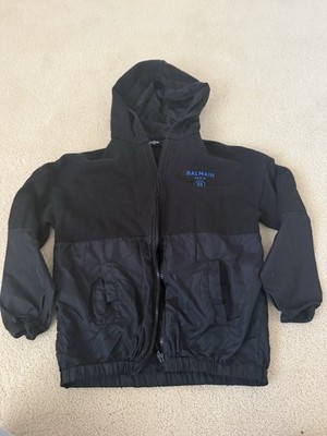 Balmain Boys Age 5 Black Hooded Full Zip Puffer Jacket w/ Pockets Logo XS