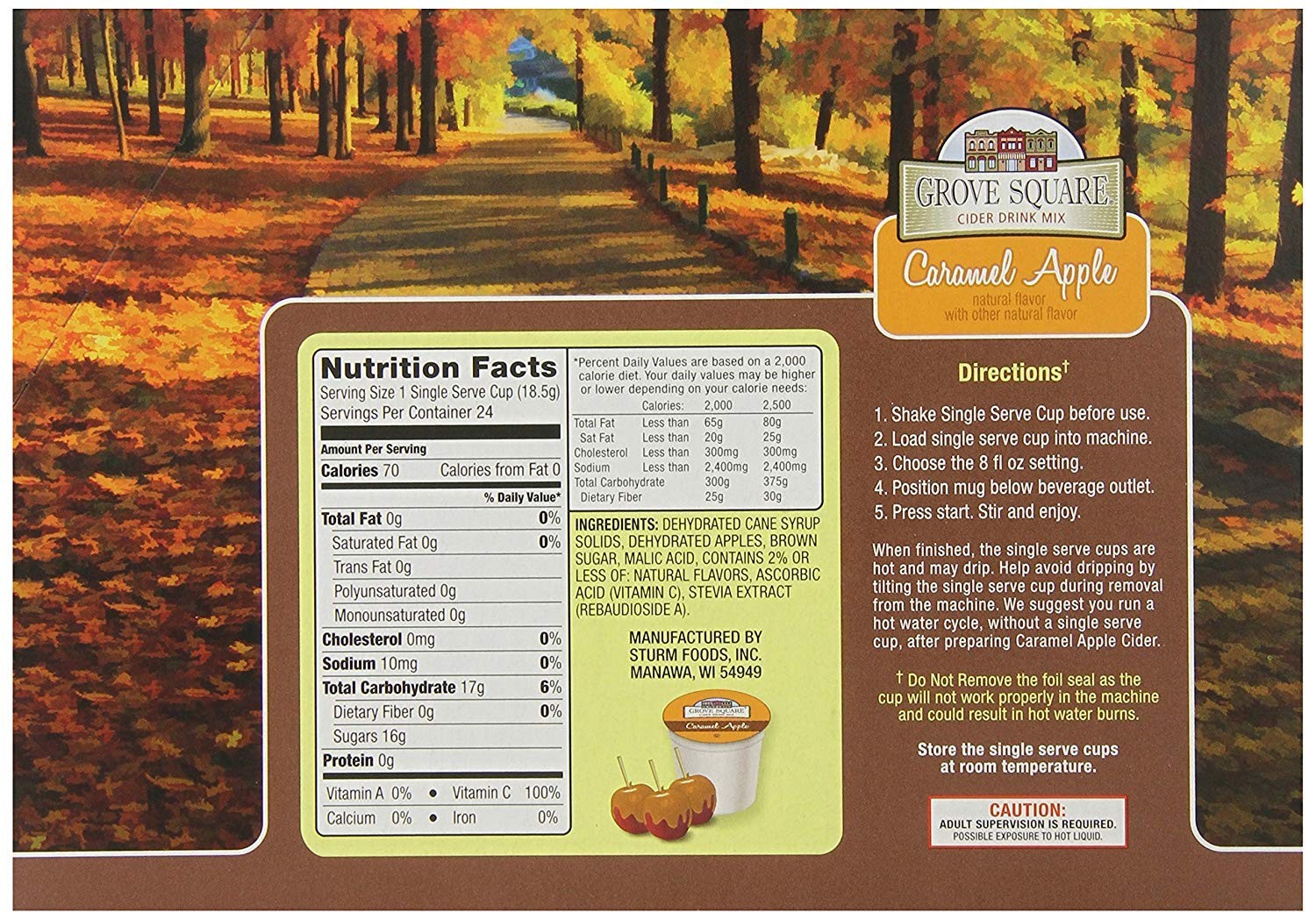 Grove Square Cider, Caramel Apple, 24 Single Serve Cups 24 Count (Pack of 1)
