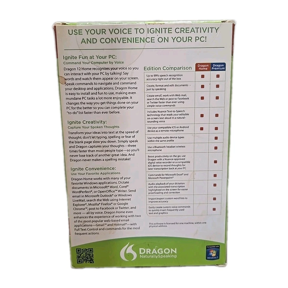 Dragon Naturally Speaking Open Box NewHome Edition Speech Recognition Version 12 - Image 2 of 4