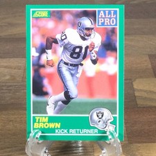 Tim Brown 1989 Score #305 Rookie Card Error (James Lofton) Los Angeles Raiders. rookie card picture