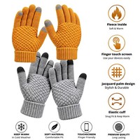 Women Men Warm Winter Touch Screen Gloves Stretch Classical Knit Mittens Wool Fu