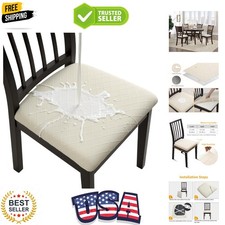 Waterproof Seat Cushion Covers 4 PCS, Stretch Jacquard Chair Seat Covers Wash...