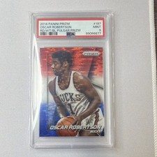 2014-15 Panini Prizm Oscar Robertson #187 Red White Blue Pulsar PSA 9 Bucks