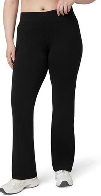 No Nonsense Lounge Yoga Pants Black Flared Cotton Leggings, X-Large, 