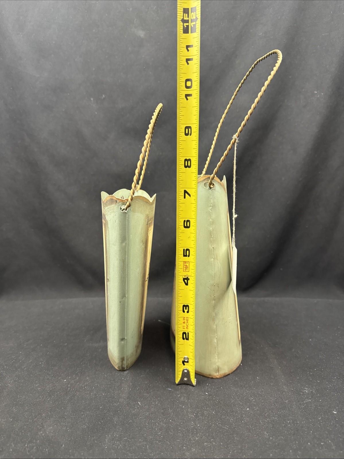 Wall Pocket Planters Sage & GOLD METAL PLANTER French Garden BASKET DECOR Pair!