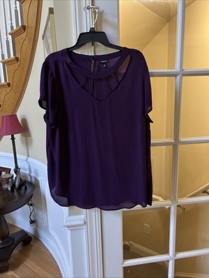 Torrid Plus Size 2 Purple Short Sleeve Blouse With Cool Neckline Detail