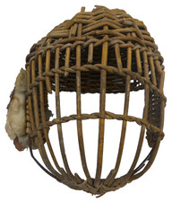 ANTIQUE WOODEN CANE WOVEN FENCING MASK