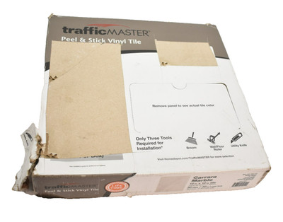 Trafficmaster Peel & Stick Tiles 30 Pack Carrara Marble 12'' x 12'' Vinyl White