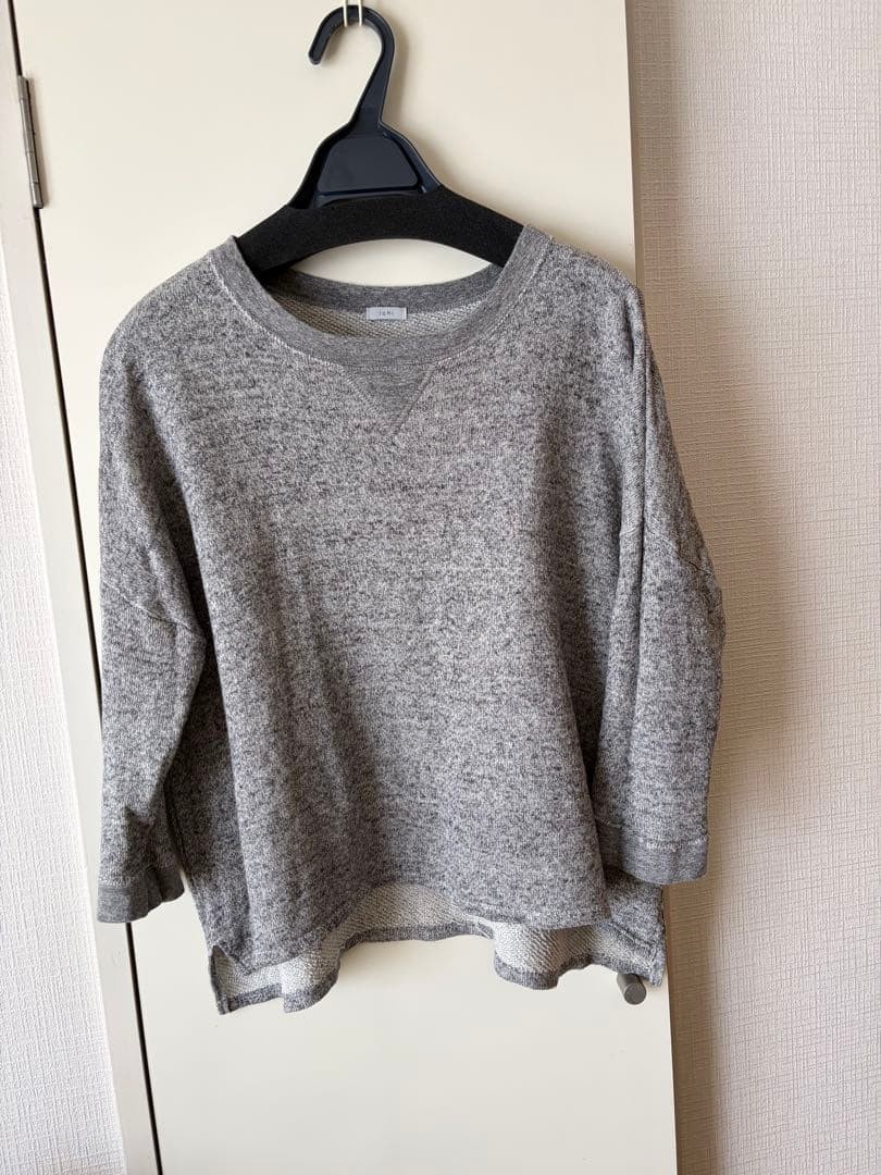 Ichi Heather Gray Pullover Compact Cut and Sew Cotton Blend Top Used