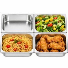 4 Pack Hotel Pans Half Size, 2.5" Deep Stainless Steel Steam Table Pan, Half Pan