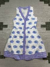 Vineyard Vines Dress Womens Small White Purple Linen Blouson 