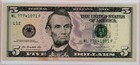 $5 FRN Series 2013 San Francisco Fancy ML 77741071 F LUCKY JACKPOT Triple 7s — photo 1