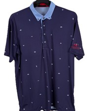 Greyson Polo Shirt Mens Large Blue Geometric Animal Stretch Performance Golf