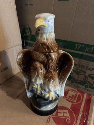 Vintage Jim Beam Bald Eagle Beam's Trophy Whiskey Decanter Empty Cork Intact