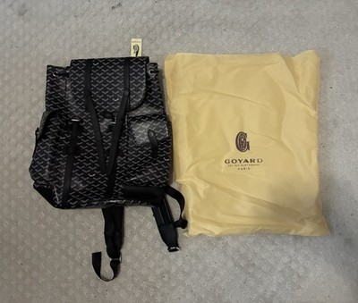 Goyard Black/Gray Geometric Drawstring Backpack w/ Adjustable Strap & Pockets